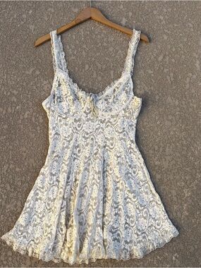 Vintage Lace Mini Dress Babydoll Size Large Ruffle Fashion Bug Coquette